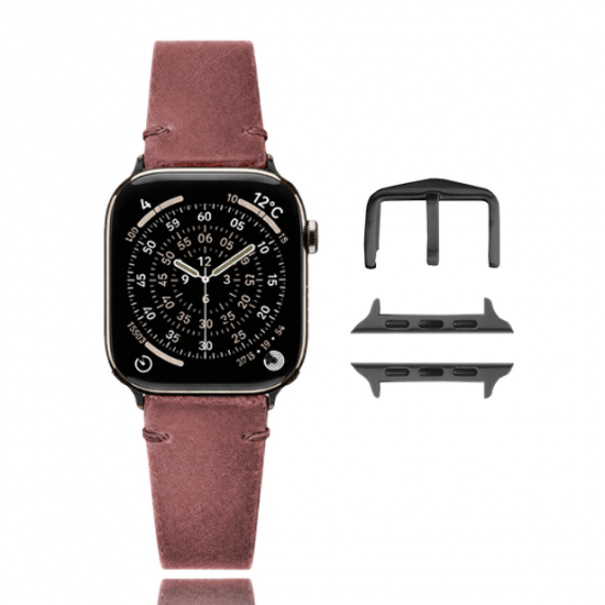 MinZ Horween Leather Band エイジングブラウンレザー（ブラック金具）