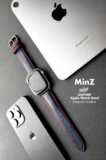 MinZ Scotchgard Leather Apple Watch Band Smooth leather ロッソ 49mm/46mm
