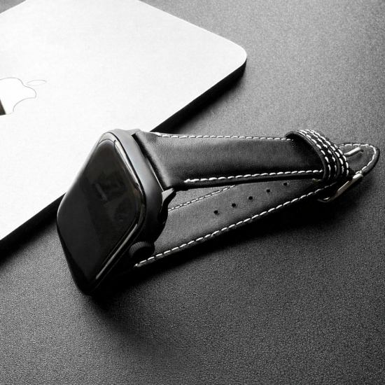MinZ Scotchgard Leather Apple Watch Band Smooth leather ホワイト 49mm/46mm