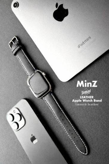 MinZ Scotchgard Leather Apple Watch Band Smooth leather ホワイト 42mm