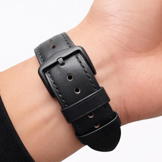 MinZ Horween Leather Band Trad ブラックレザー（シルバー金具）