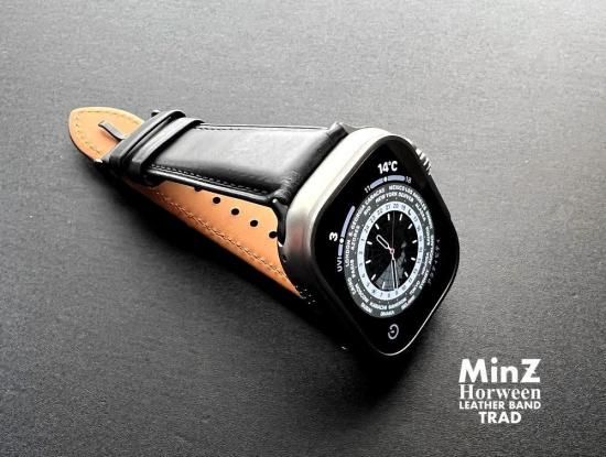 MinZ Horween Leather Band Trad ブラックレザー（シルバー金具）