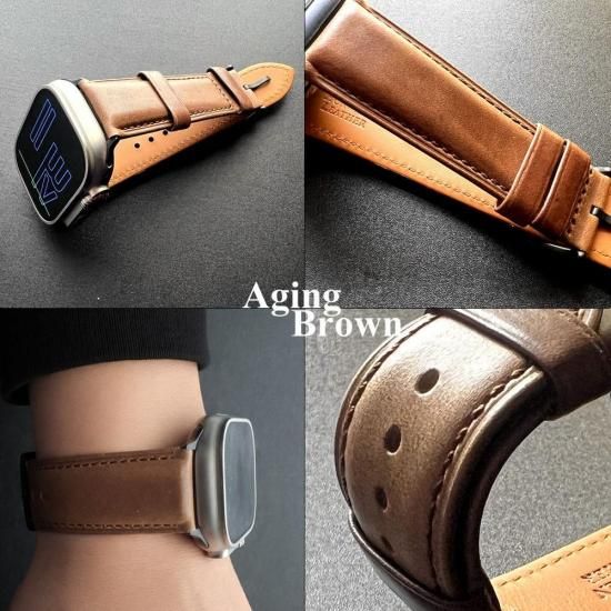 MinZ Horween Leather Band Trad エイジングブラウンレザー（シルバー金具）