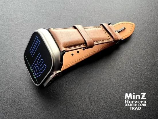 MinZ Horween Leather Band Trad エイジングブラウンレザー（ブラック金具）