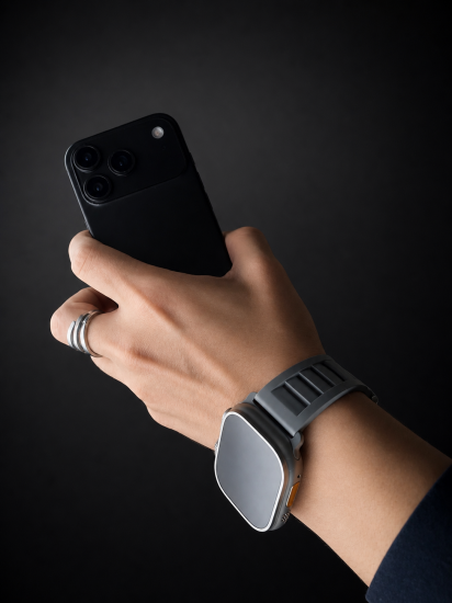 MinZ FKM mono Sport Band グレー（シルバー金具）49mm/46mm