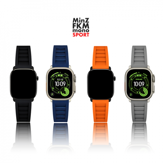 MinZ FKM mono Sport Band グレー（ブラック金具）49mm/46mm