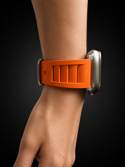 MinZ FKM mono Sport Band インターナショナルオレンジ（シルバー金具）49mm/46mm