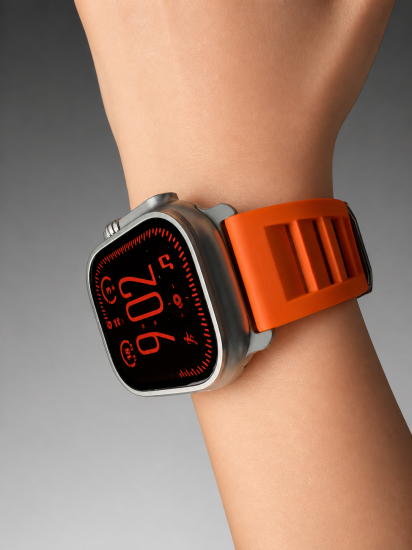 MinZ FKM mono Sport Band インターナショナルオレンジ（シルバー金具）49mm/46mm