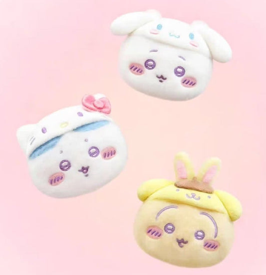 【海外限定】 サンリオxちいかわコラボ ぬいぐるみバッジ3種 miniso
