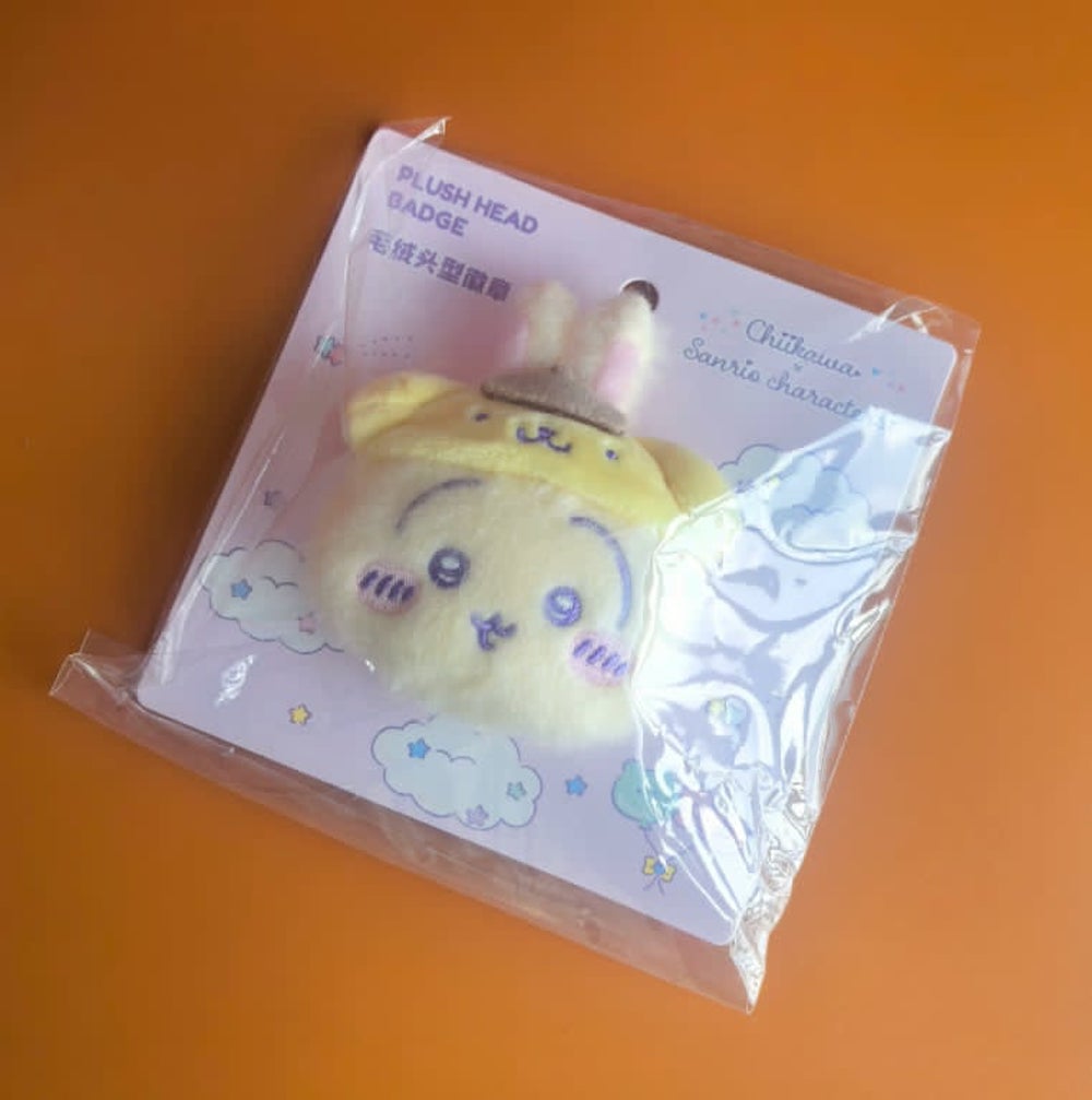 【海外限定】 サンリオxちいかわコラボ ぬいぐるみバッジ3種 miniso