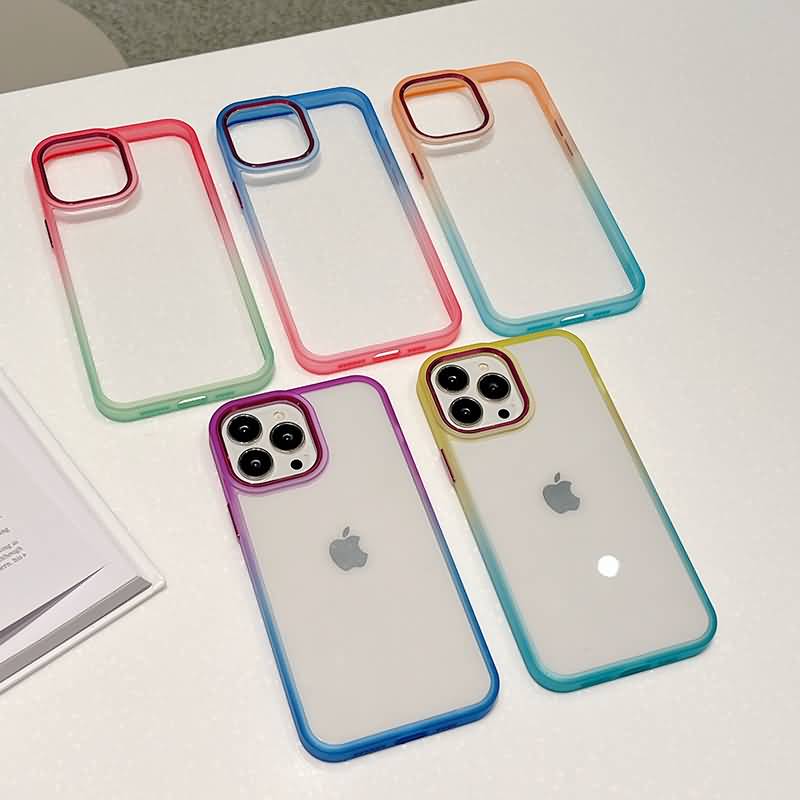 iPhone 15 シリーズ対応 レインボフレームがかわいい透明バックプレート耐衝撃ハイブリッドケース TPUフレーム+PCバックプレート ワイヤレス充電対応