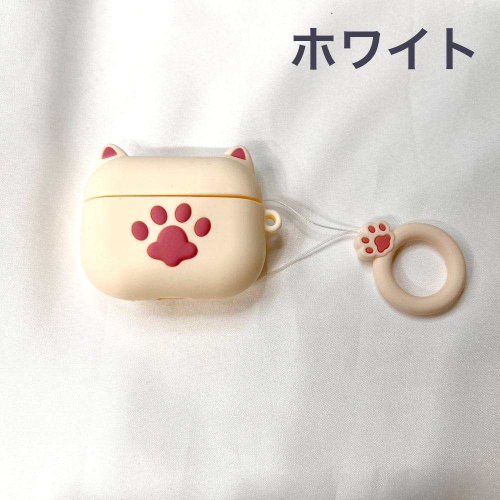 AirPods ケース かわいい肉球シリコンラバーケース 猫耳 猫好き 本体をしっかり保護 エアポッズプロ AirPods  第1世代、第2世代、第3世代 V3 AirPods Pro 全3色