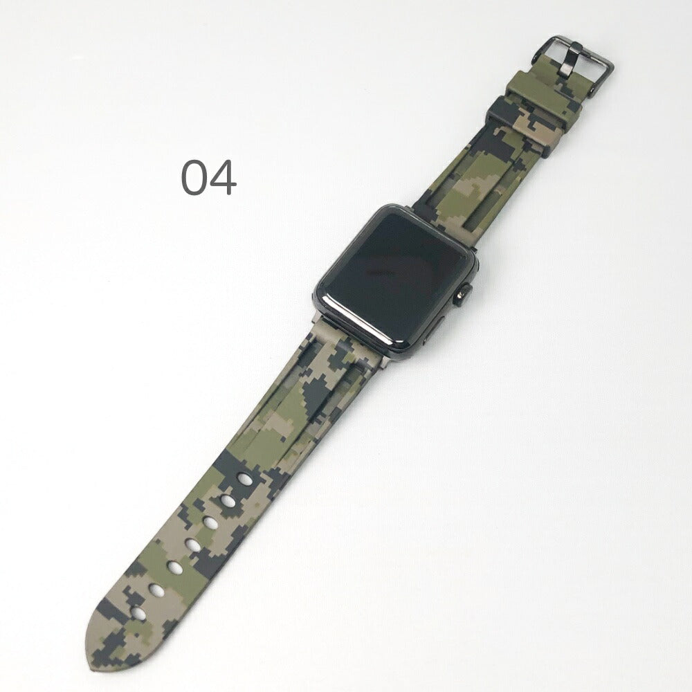 Apple Watch 交換ベルト 交換バンド カモフラ迷彩アーミー柄 No.01~09 シリコンバンド 38mm 40mm 41mm 42mm  44mm 45mm 49mm SE Ultra アップルウォッチバンド 交換ベルト 全21色