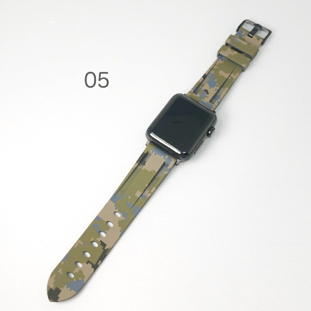 Apple Watch 交換ベルト 交換バンド カモフラ迷彩アーミー柄 No.01~09 シリコンバンド 38mm 40mm 41mm 42mm  44mm 45mm 49mm SE Ultra アップルウォッチバンド 交換ベルト 全21色