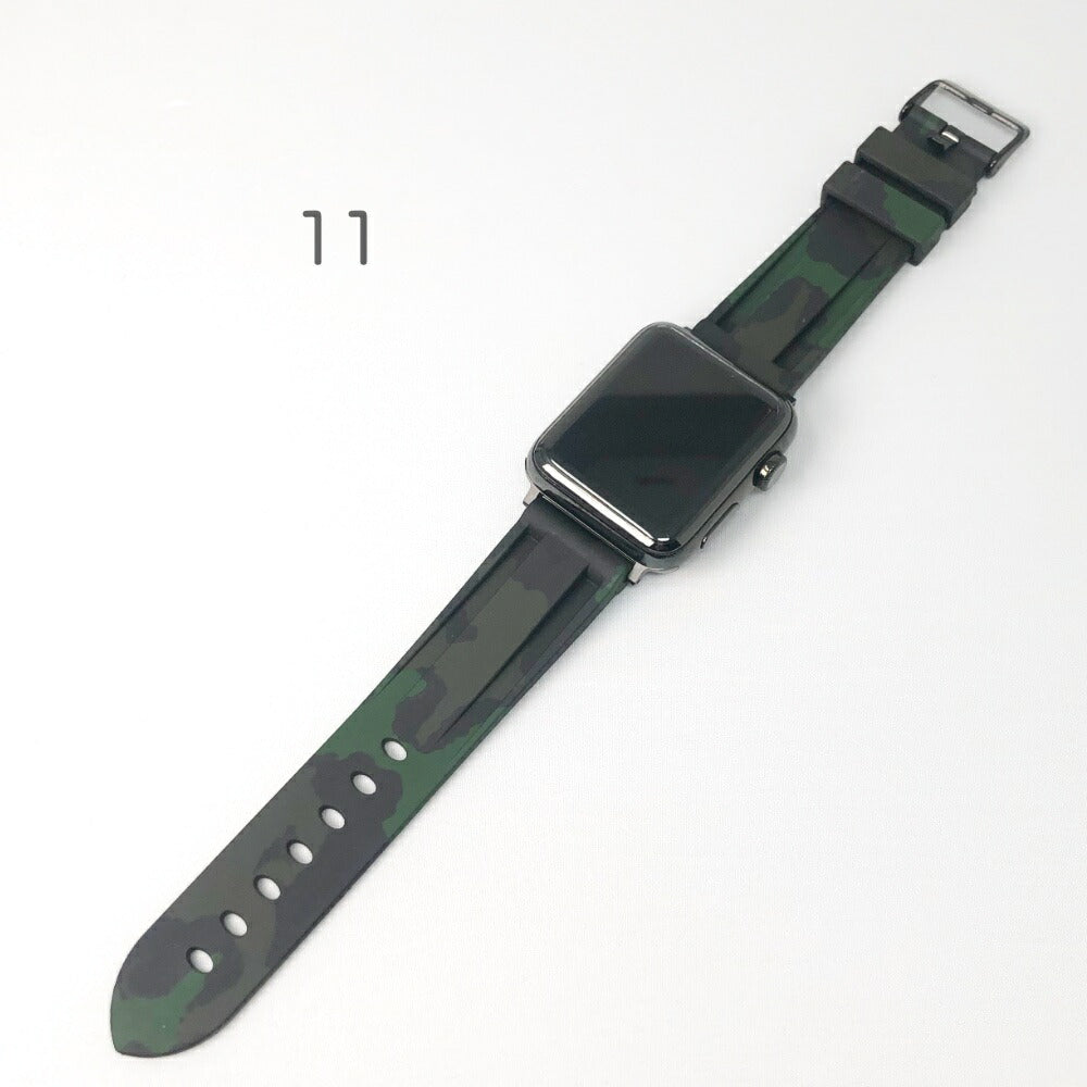 ホット商品 Apple Watch 交換ベルト 交換バンド カモフラ迷彩アーミー柄 No ラバーベルト
