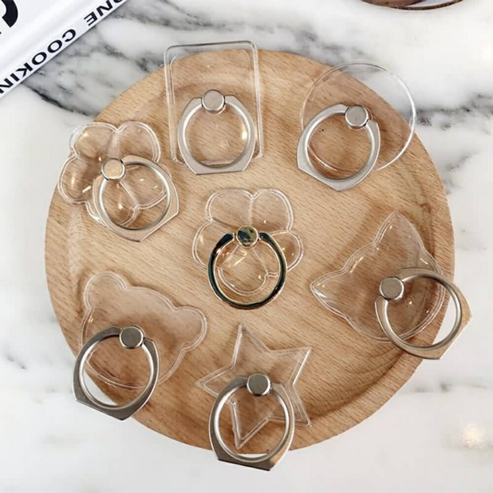 【透明スマホリングiPhone・スマホ対応】送料無料しっかり接着透明リングホルダースタンドとしても使用可能透明ケースと相性良しリングスタンド