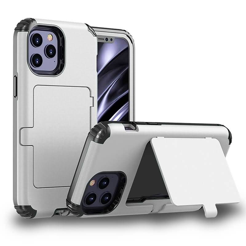 iPhone12ProMaxmini耐衝撃肉厚ケースポリカーボネート&TPUハイブリッドケースカードホルダー付き内部にはミラー搭載スタンドとして利用可能iPhone11ProMax7/8/SE2スマホケース全8色