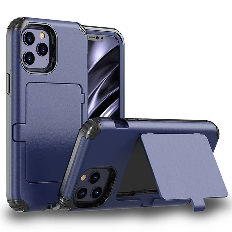 iPhone12ProMaxmini耐衝撃肉厚ケースポリカーボネート&TPUハイブリッドケースカードホルダー付き内部にはミラー搭載スタンドとして利用可能iPhone11ProMax7/8/SE2スマホケース全8色