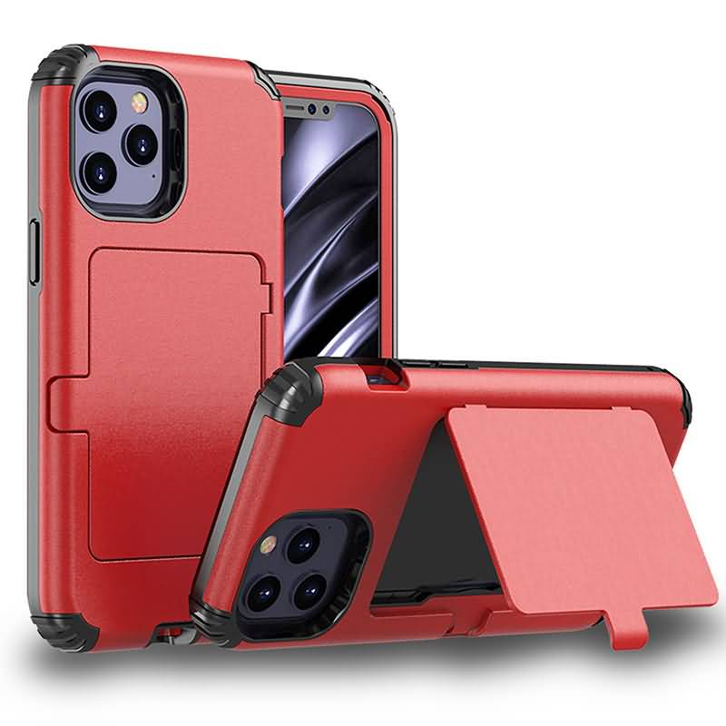 iPhone12ProMaxmini耐衝撃肉厚ケースポリカーボネート&TPUハイブリッドケースカードホルダー付き内部にはミラー搭載スタンドとして利用可能iPhone11ProMax7/8/SE2スマホケース全8色