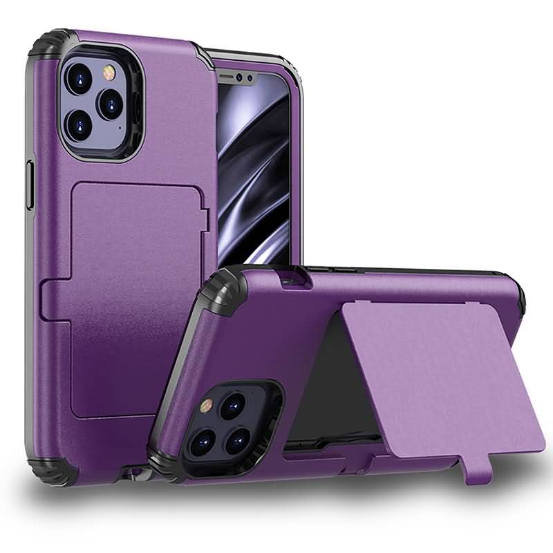 iPhone12ProMaxmini耐衝撃肉厚ケースポリカーボネート&TPUハイブリッドケースカードホルダー付き内部にはミラー搭載スタンドとして利用可能iPhone11ProMax7/8/SE2スマホケース全8色