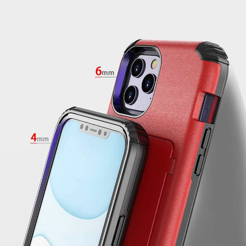 iPhone12ProMaxmini耐衝撃肉厚ケースポリカーボネート&TPUハイブリッドケースカードホルダー付き内部にはミラー搭載スタンドとして利用可能iPhone11ProMax7/8/SE2スマホケース全8色