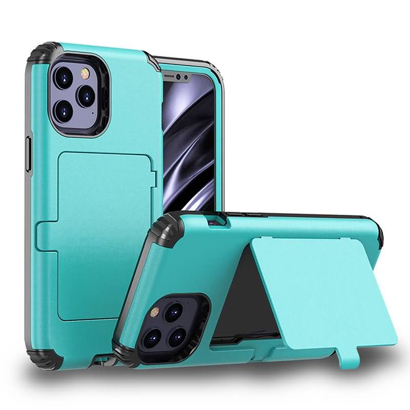 iPhone12ProMaxmini耐衝撃肉厚ケースポリカーボネート&TPUハイブリッドケースカードホルダー付き内部にはミラー搭載スタンドとして利用可能iPhone11ProMax7/8/SE2スマホケース全8色