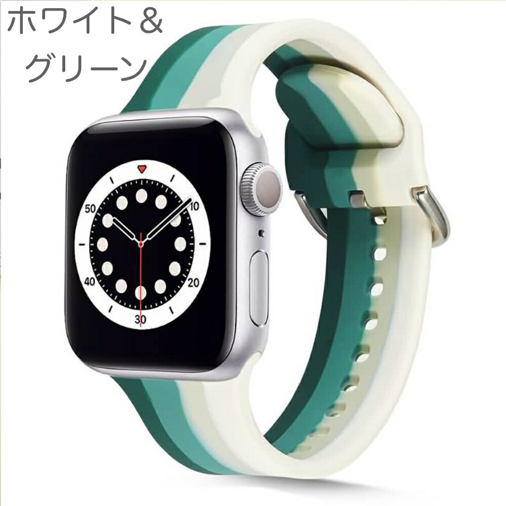 AppleWatchベルトカラフルシリコンバンドスポーツストラップスマート38mm40mm42mm44mmサラサラシリコン製アップルウォッチバンド交換ベルト時計バンドスマートウォッチ全6色かわいい韓国可愛い韓流