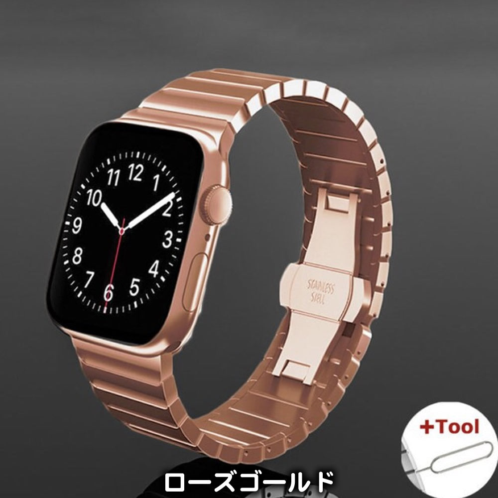 Apple Watch 各機種対応 蛇腹スタイルステンレススティールバンド TPU